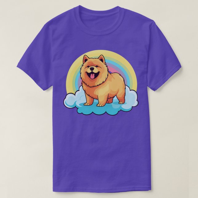 Cute Chow Rainbow Cloud Kawaii Hund Pupp T Shirt (Design framsida)