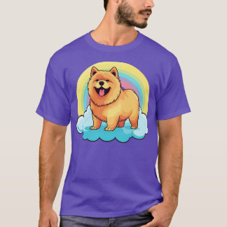 Cute Chow Rainbow Cloud Kawaii Hund Pupp T Shirt