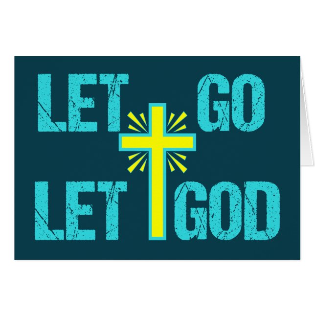 Cute Christian inspirational Quote Let Go God Card Hälsningskort (Framsidan Horizontal)