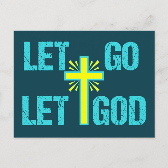 Cute Christian Inspirational Quote Let Go Let God Vykort (Framsida)