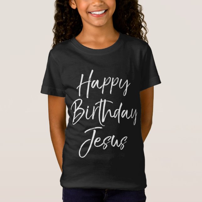 Cute Christian Jul-citatet Gift Grattis på födelse T Shirt (Framsida)