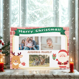 Cute Christmas 3 Photo Collage Holiday Card 2025 Julkort