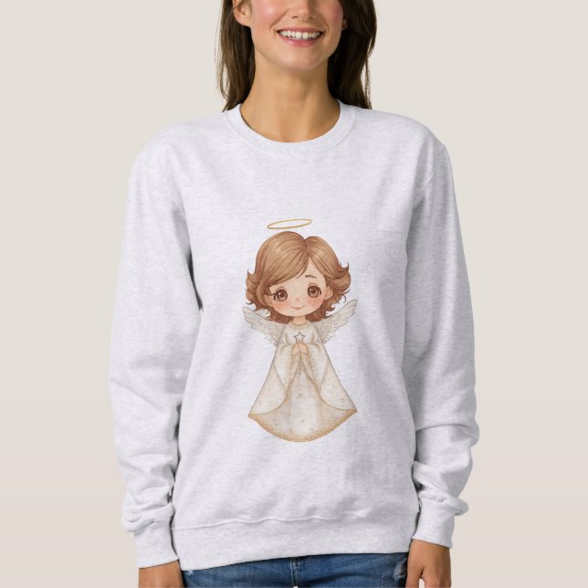 Cute Christmas Angel Illustration T Shirt (Framsida)