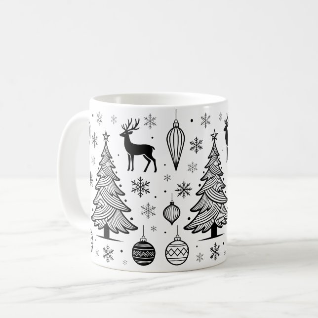 Cute Christmas Animals Illustration Kaffemugg (Framsida vänster)