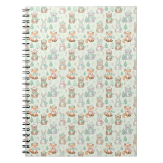 Cute Christmas Animals Seamless Pattern Anteckningsbok