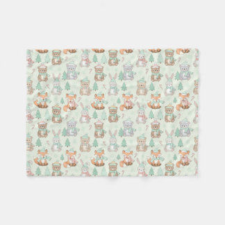 Cute Christmas Animals Seamless Pattern Fleecefilt