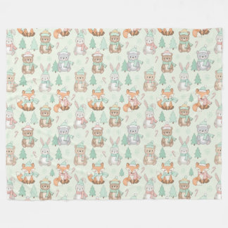 Cute Christmas Animals Seamless Pattern Fleecefilt