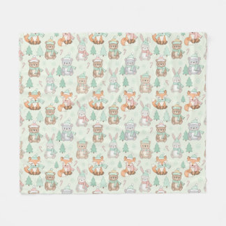 Cute Christmas Animals Seamless Pattern Fleecefilt