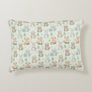 Cute Christmas Animals Seamless Pattern Prydnadskudde
