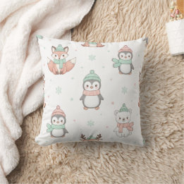 Cute Christmas Animals Throw Pillow – Festive Holi Kudde