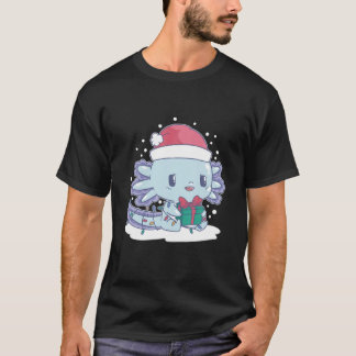Cute Christmas Axolotl Manga Kawaii Amphibian Sant T Shirt