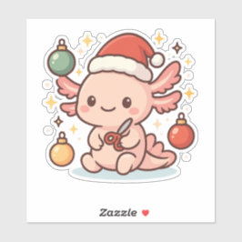 Cute Christmas Axolotl Sticker – Holiday Ornament  Klistermärken