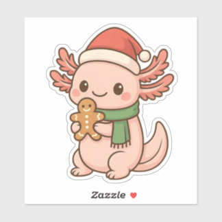 Cute Christmas Axolotl Sticker Kawaii Gingerbreard Klistermärken