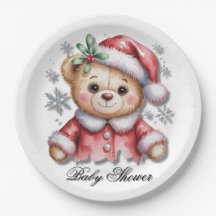 Cute Christmas Bear and Snowflakes