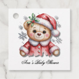 Cute Christmas Bear and Snowflakes Thank You Gåvor Etiketter