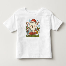 Cute Christmas Bear Illustration T Shirt
