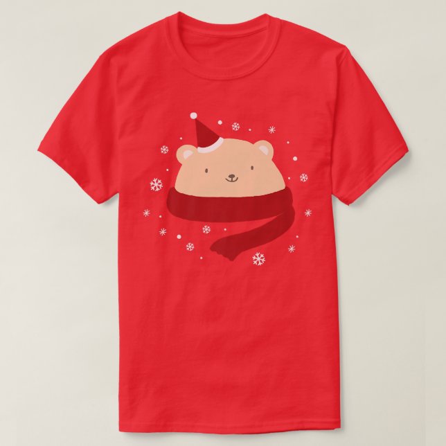 Cute Christmas Bear Winter Snow New Year Premium  T Shirt (Design framsida)