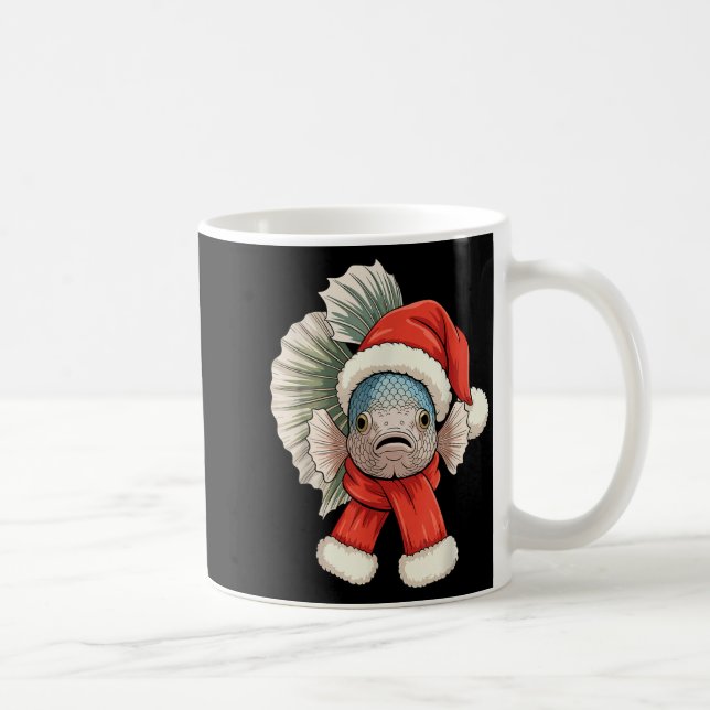 Cute Christmas Betta Fish Santa  Kaffemugg (Höger)