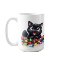 CUTE CHRISTMAS BLACK KITTEN MED LJUS