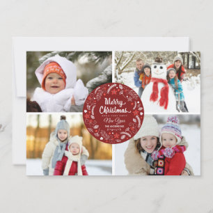 CUTE CHRISTMAS BLOMMIGT WREATH PHOTO COLLAGE JULKORT