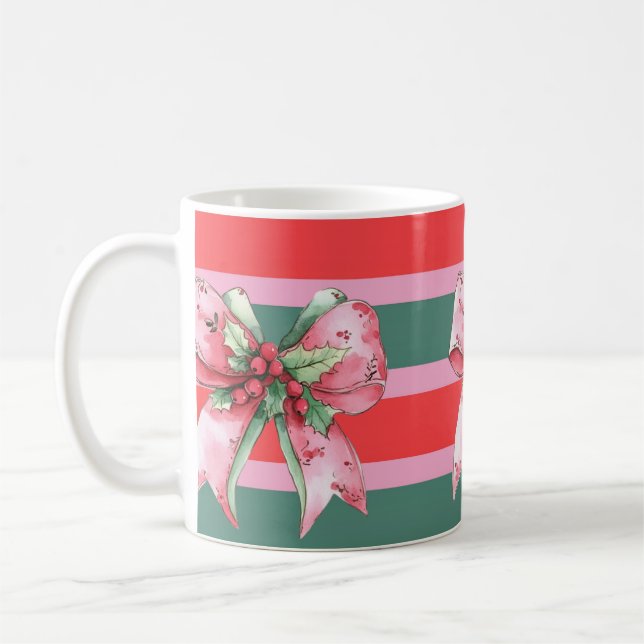 Cute Christmas Bows Holiday Kaffemugg (Vänster)