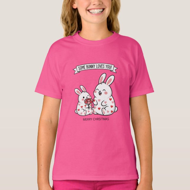 Cute Christmas Bunny Kids T-Shirt  (Framsida)