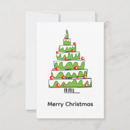 Cute Christmas Cake Tree  – Minimal Holiday  Tack Kort