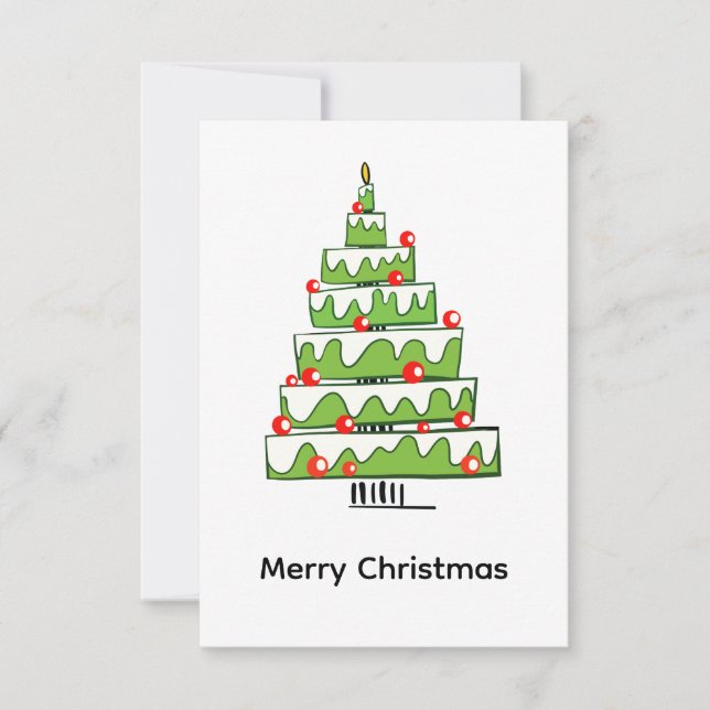Cute Christmas Cake Tree  – Minimal Holiday  Tack Kort (Framsida)