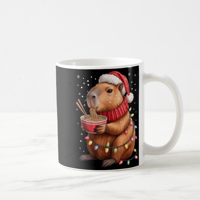 Cute Christmas Capybara With Ramen Bowl Holiday Te Kaffemugg (Höger)