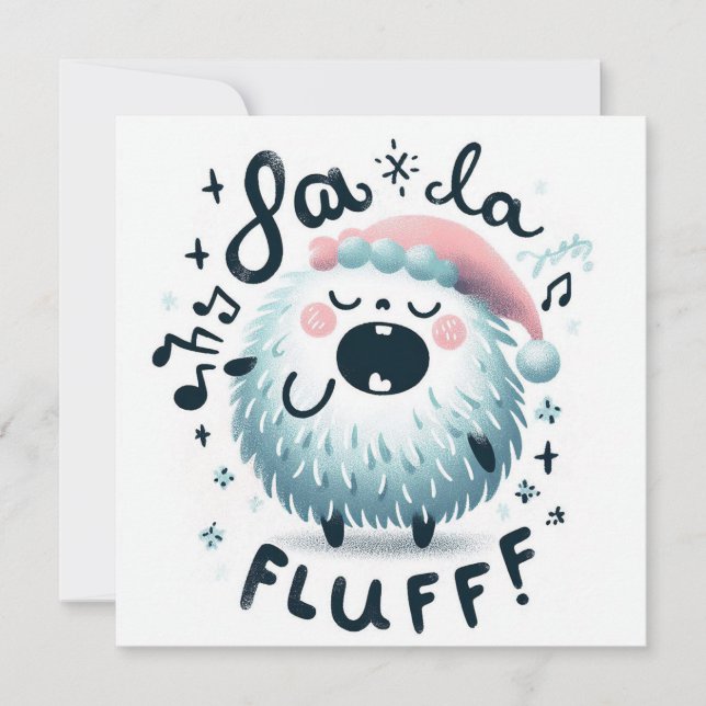 Cute Christmas Caroler "fa la fluff" Julkort (Framsida)