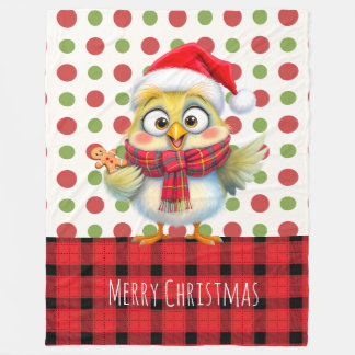 Cute Christmas Cartoon chick. customizable Fleecefilt
