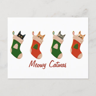 Cute Christmas cat greetings Helg Vykort
