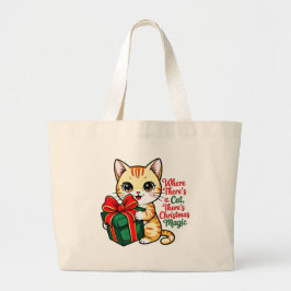Cute Christmas Cat Holiday Gift for Cat Lover Jumbo Tygkasse