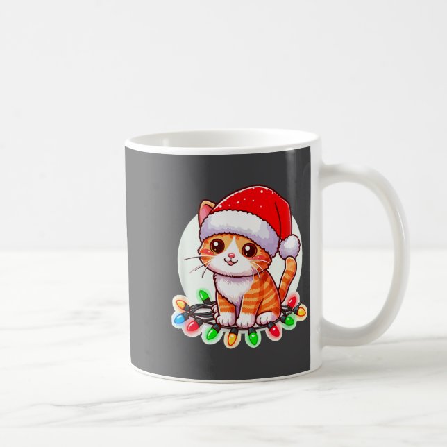 Cute Christmas Cat In Santa Hat  Kaffemugg (Höger)
