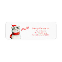 Cute Christmas Cat Meow Return Address Returadress Etikett