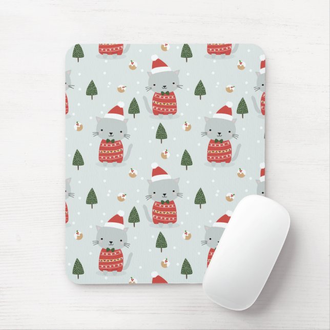 Cute Christmas Cat Pattern – Festive Holiday  Musmatta (Med mus)