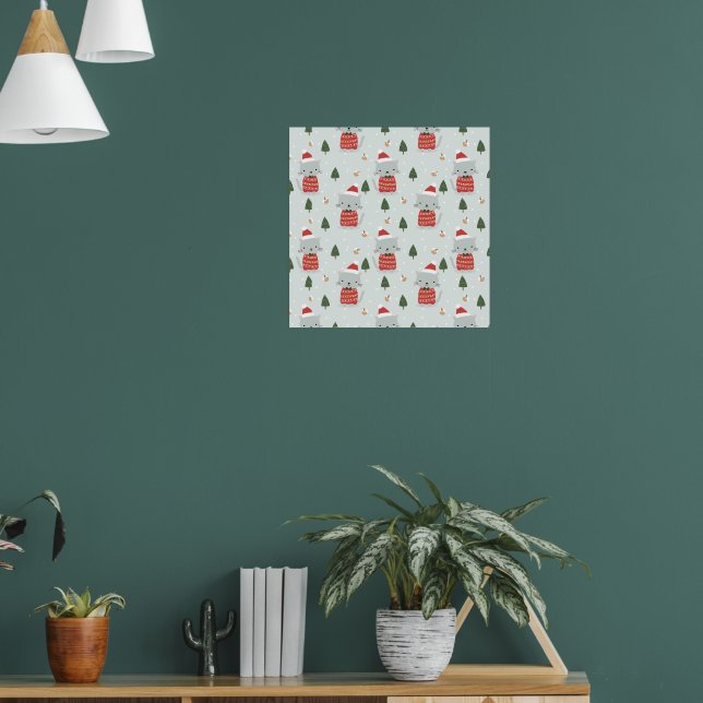 Cute Christmas Cat Pattern – Festive Holiday  Poster (Vardagsrum 1)