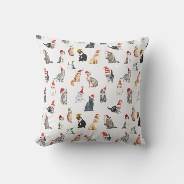 Cute Christmas Cat Pattern Pillow  Kudde (Framsida)