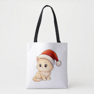 Cute Christmas Cat Tote Bag Tygkasse