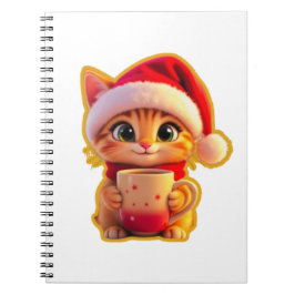 **Cute Christmas Cat with Santa Hat – Funny Holida Anteckningsbok