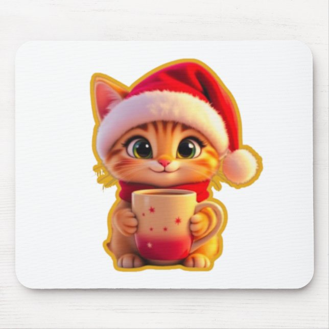 **Cute Christmas Cat with Santa Hat – Funny Holida Musmatta (Framsidan)