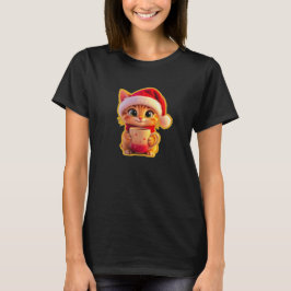 **Cute Christmas Cat with Santa Hat – Funny Holida T Shirt