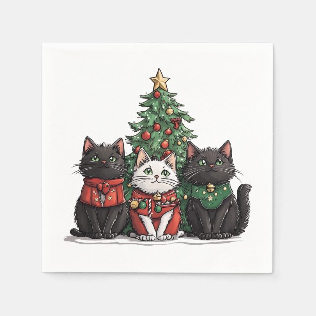 Cute Christmas Cats Pappersservett (Framsidan)