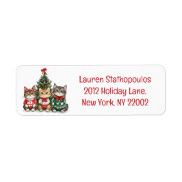 Cute Christmas Cats Returadress Etikett