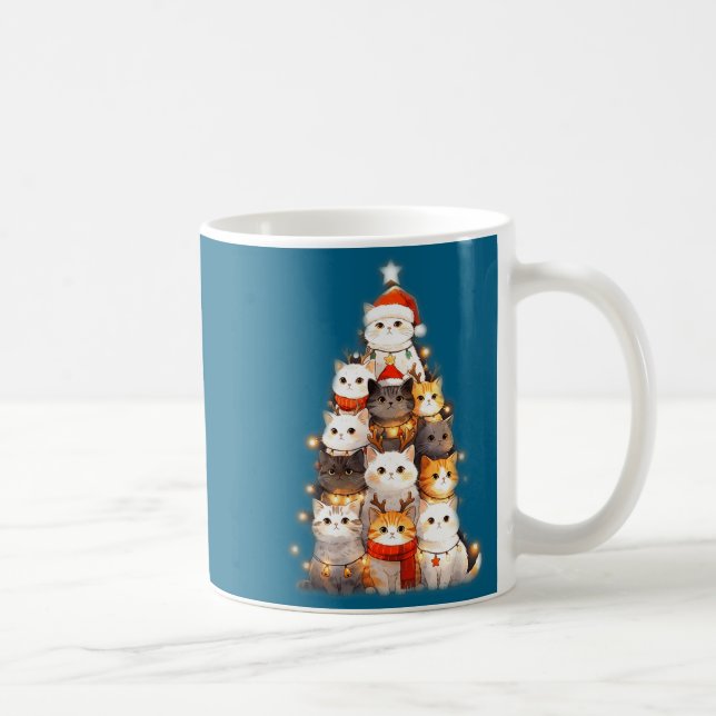 Cute Christmas Cats Tree Lights Holiday Kittens Il Kaffemugg (Höger)