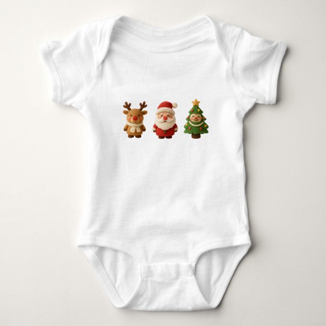 Cute Christmas Characters Baby Bodysuit – Reindeer T Shirt (Framsida)