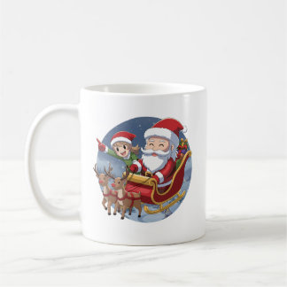 Cute Christmas Chibi Santa and Elf – Holiday Illus Kaffemugg