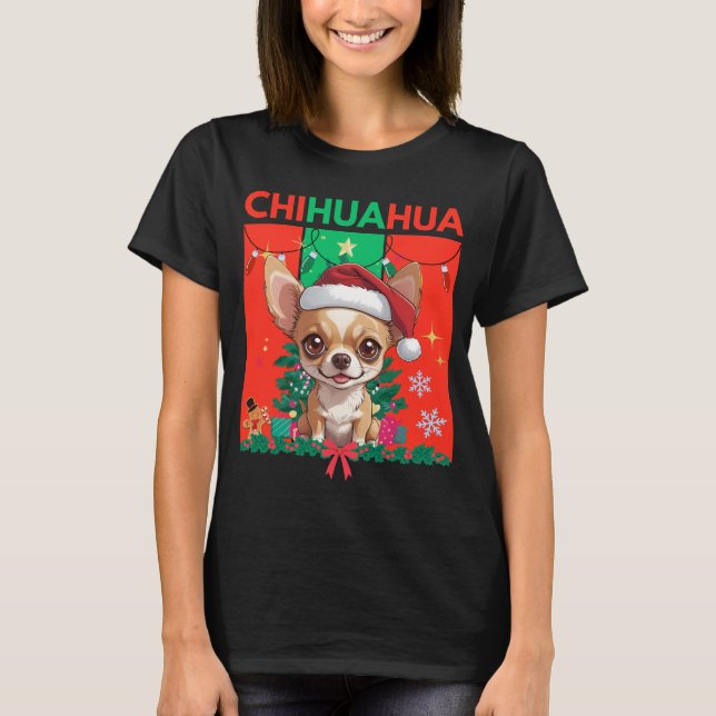 Cute Christmas Chihuahua | Festive Holiday Dog T Shirt (Framsida)
