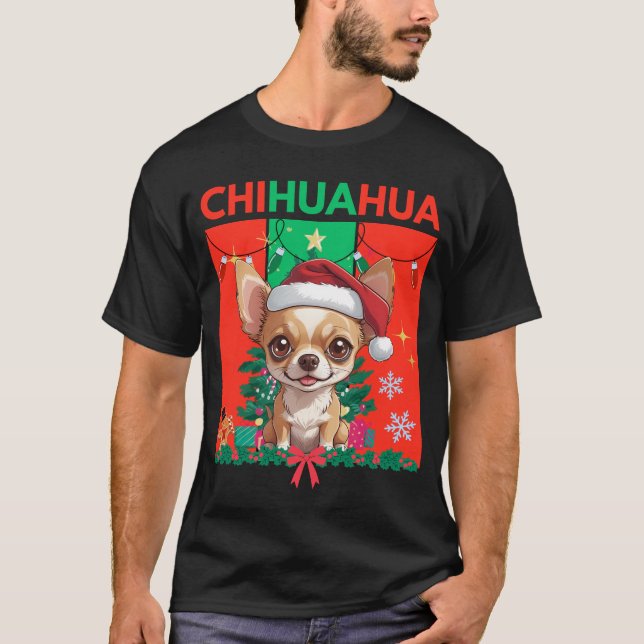Cute Christmas Chihuahua | Festive Holiday Dog T Shirt (Framsida)