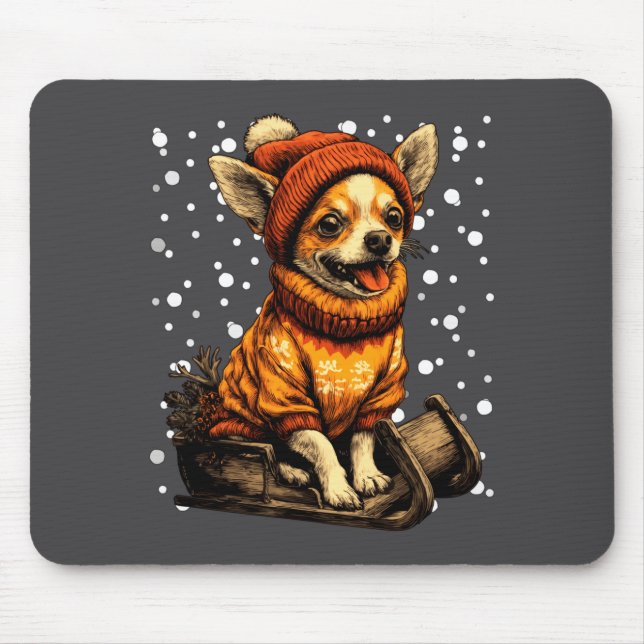 Cute Christmas Chihuahua Sledding In Snow Funny Wi Musmatta (Framsidan)